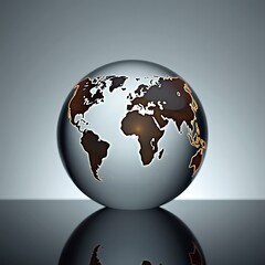 Glass Globe World Map with Glowing Continents