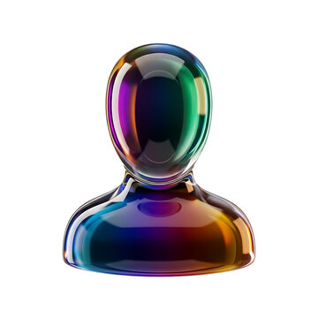 Rainbow metallic avatar icon  shiny human figure