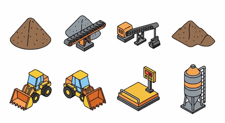 Construction Equipment and Machinery Icons Set. © Nabih