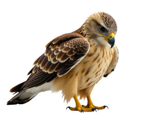 Obraz premium A brown and white bird perched on a white surface, with a simple yet visually appealing composition