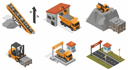 Construction Equipment and Machinery Illustration Set. © Nabih