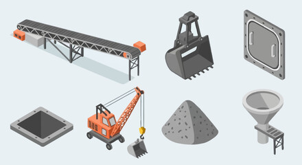 Heavy Machinery and Construction Equipment Set. © Nabih