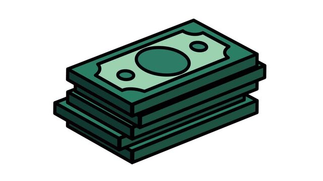 Isometric Money Stack Vector Icon Set - Green Financial Cash Bundle Pack