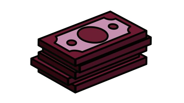 Isometric Money Stack Vector Icon Set - Red Financial Cash Bundle Pack