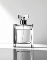 Elegant Perfume Bottle on Reflective Surface - A Study in Minimalism.