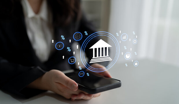 The influence of central bank monetary policy on the global banking system and economy. A concept of interest rates, inflation, and growth. Motif