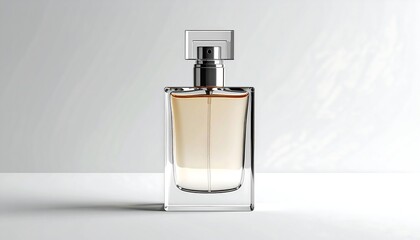 Elegant Perfume Bottle on White - A Minimalist Fragrance Presentation.