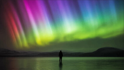 A vector illustration of the mysterious phenomenon of the northern lights. © Dzianis