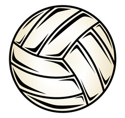 スポーツのバレーボールのボールを薄いグラデーションを付け鮮明な境界線で区切り、影をイメージしたオブジェクトを描き漫画風にデザインしたグラフィックの素材