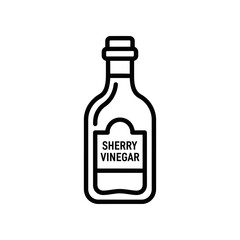 Simple Line Art Illustration of Sherry Vinegar Bottle on White Background