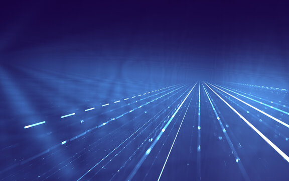 Data transmission - fast internet connection at the speed of light and digital communication, fiber optics, technological innovation, high-speed network, IT, FTTH, cyberspace, broadband internet, blue