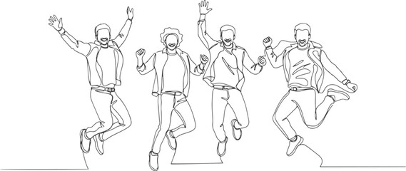 Obraz premium Happy People Jumping Success Illustration
