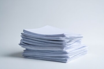 Stack of white paper sheets on neutral background