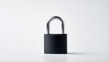Fototapeta premium Minimalist black padlock on white background