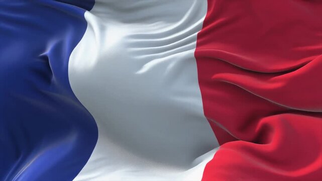 The French flag with its iconic blue white and red vertical stripes waving in the wind France national symbol