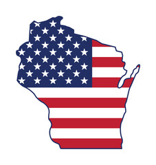 wisconsin wi state shape map simplified with usa flag vector isolated on transparent background