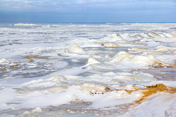 Winter coastal landscape of the frozen Baltic sea