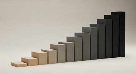 Obraz premium Gradient blocks ascend in size, representing growth/progress on neutral backdrop