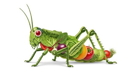 Obraz premium Creative grasshopper made of fresh vegetables