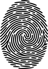 Black Fingerprint Biometric Security Vector Illustration