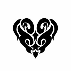 Black Tribal Heart Tattoo Design Isolated on White Background