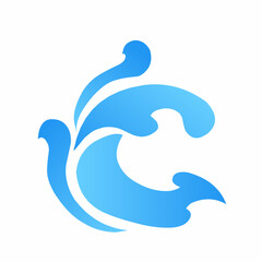 Abstract Blue Water Wave Design Isolated on White Background