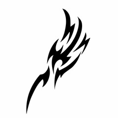 Black Tribal Flame Tattoo Design Isolated on White Background