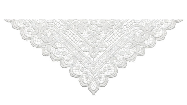 Intricate white lace doily isolated on transparent background