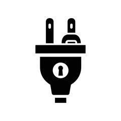 Obraz premium Electric Plug with Keyhole Icon on White Background