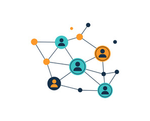 Obraz premium Abstract network connection with human avatars and nodes