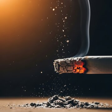 Close-up of burning cigarette ash falling.
