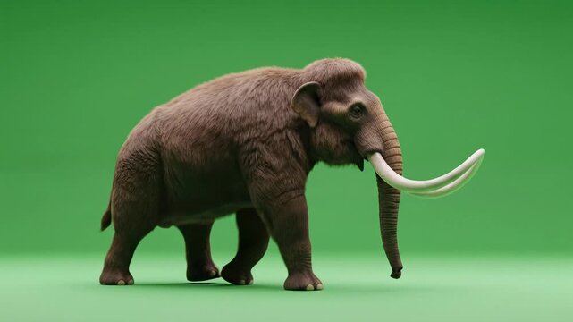 Mammoth Walking on Green Screen