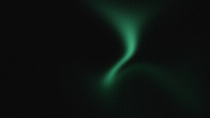 Naklejka premium Green abstract grainy gradient background with blurred light wavy shapes.