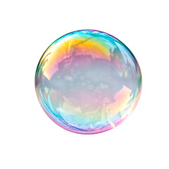 Iridescent bubble isolated on transparent background