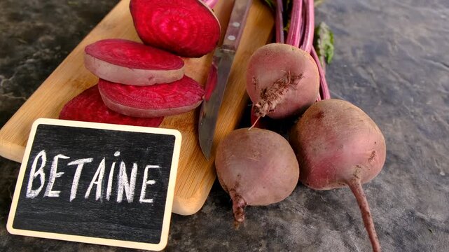 Beets contain betaine on the table. Selective focus.
