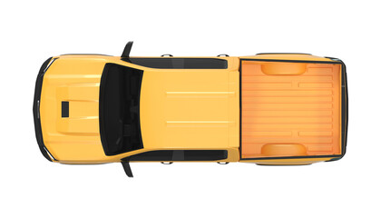 bright yellow pickup truck top view isolated on a white background © changnam37