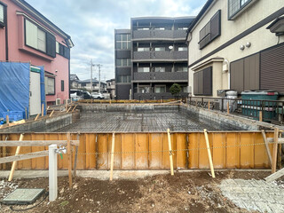 戸建て住宅の基礎工事(コンクリート打ち込み直前)