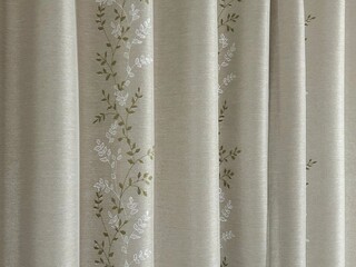 リーフ模様の遮光3級カーテン