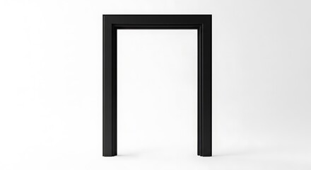 Minimalist, black rectangular door frame against a white background, suggesting entry or passage