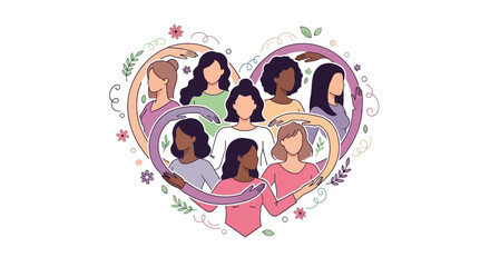 Fototapeta premium Diverse Women in Heart Shape.