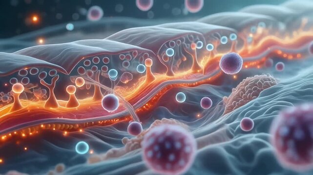 Cinematic visualization of interleukin molecules coordinating immune cell activation in a highly realistic microscopic environment