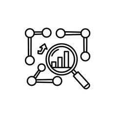 Obraz premium Business Data Analysis with Magnifying Glass and Bar Chart Illustration