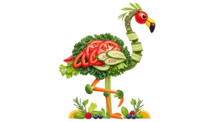 Obraz premium Creative vegetable flamingo food art concept