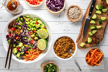 A fresh delicious homemade sunflower crunch edamame salad.