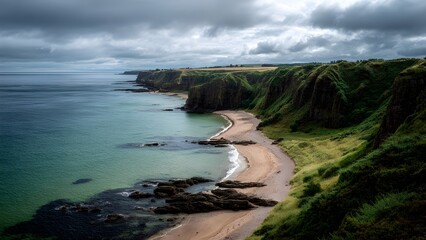 Obraz premium Breathtaking, isolated, serene, unpopulated landscape showcasing the Moray Coast – Dramatic cliffs, beaches