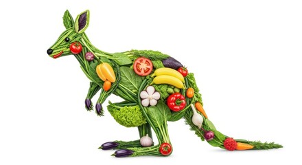 Obraz premium Kangaroo made of fresh vegetables and fruits