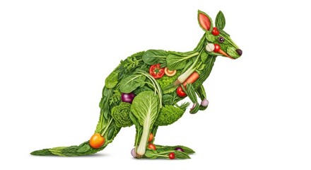 Obraz premium Kangaroo made of fresh vegetables, healthy eating concept