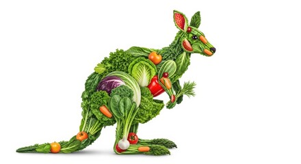 Fototapeta premium Kangaroo made of fresh vegetables