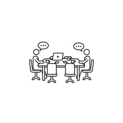 Business Meeting Discussion with Team Members Around Conference Table
