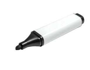 Close-up of a white marker with a black tip isolated on white background.